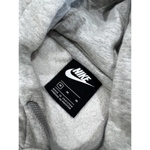 Men Nike Crew Sportswear Outlined Just Do It Grey Pullover Hoodie Sz M - Picture 2 of 5